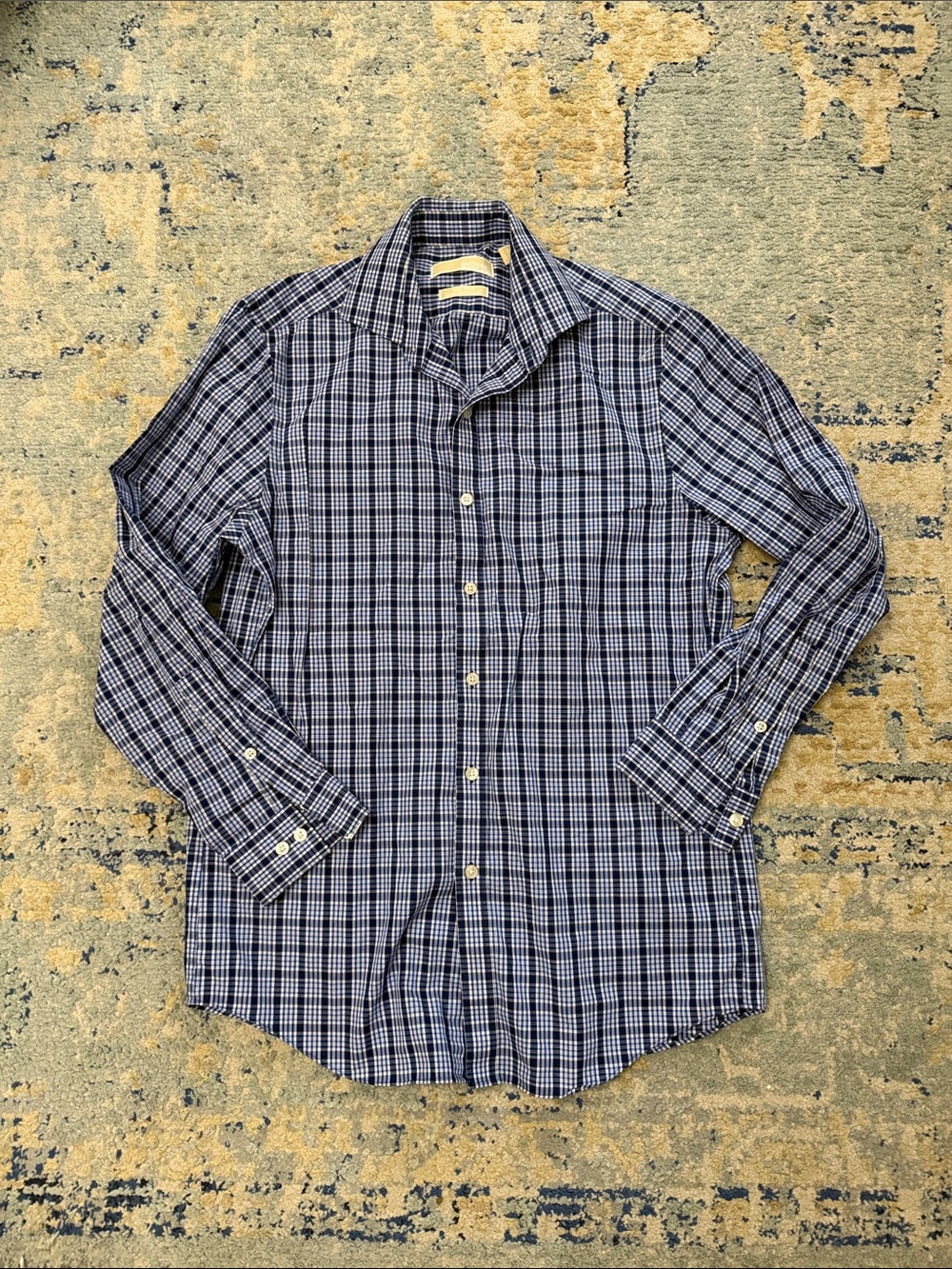 MICHAEL Michael Kors Blue and White Check Dress Shirt 100% cotton